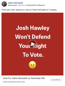 Claire McCaskill claiming Josh Hawley won't defend right to vote