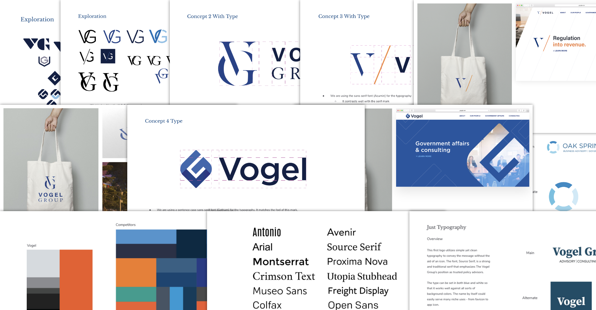 Vogel Group rebrand process showcasing logo iterations